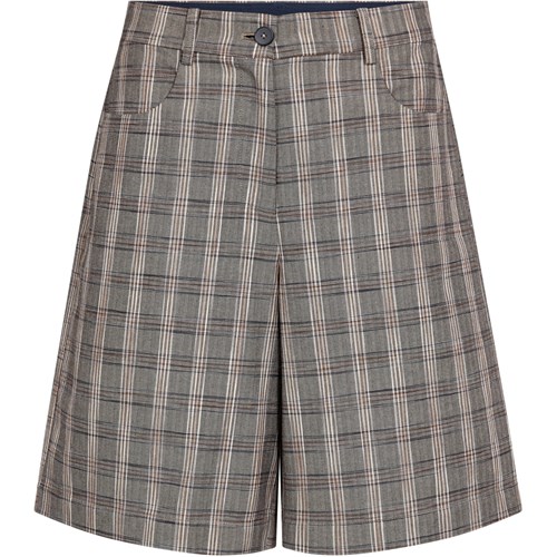 NÜ Elyra Shorts med længde, Ternet, Grå Mix
